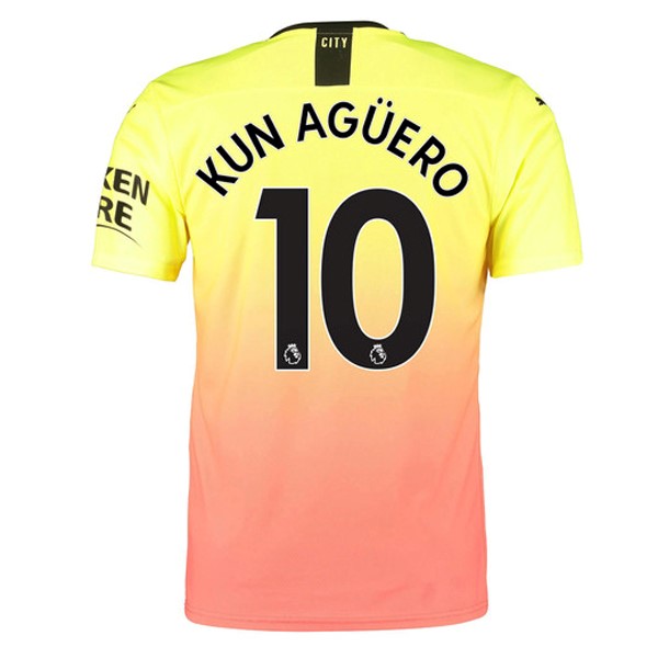 Camiseta Manchester City NO.10 Kun Aguero Tercera equipo 2019-20 Naranja